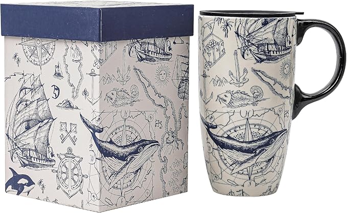 DUSVALLY Ceramic Coffee Mug, Porcelain Tea Cup with Handle for Office and Home, Unique Gifts for Women and Man, Color Box, 17 Oz, Flower Mug
