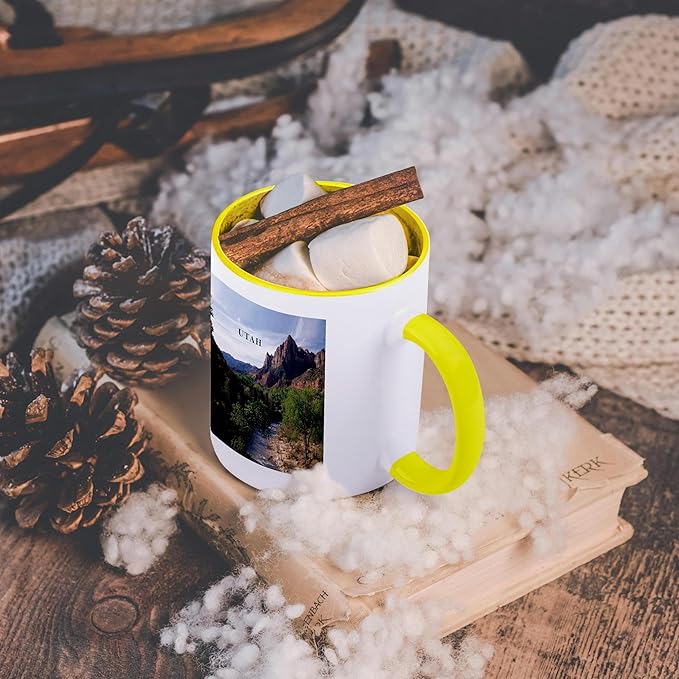 3dRose Utahs Zion National Park 11oz Two-Tone Yellow Mug