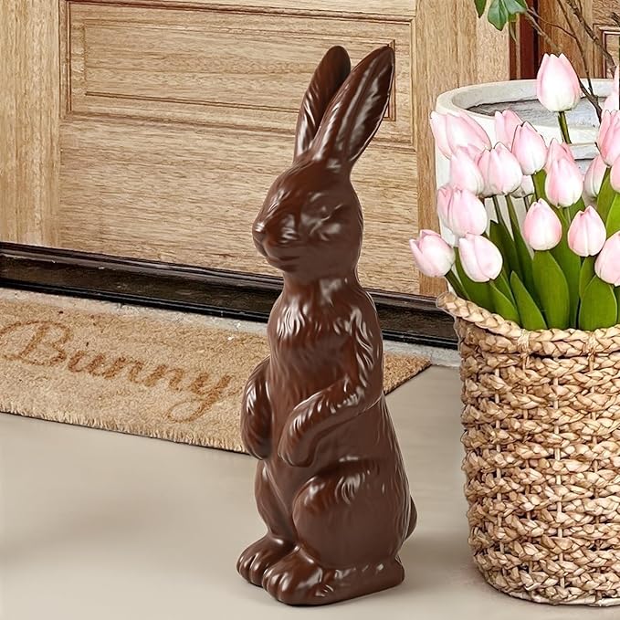Easter Decorations - 14.5" Easter Bunny Figurine - Easter Decorations for Home - Standing Ceramic Easter Bunny Decor for Mantel Tabletop Porch Lawn Yard Spring Home Indoor Outdoor