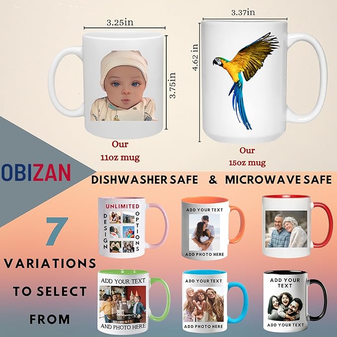 Custom Coffee Mug with Photo, Text, or Logo | Personalized Ceramic Mug 11oz | Customizable Gift for Men, Women | Unique Gift for Birthdays, Holidays, Christmas | White