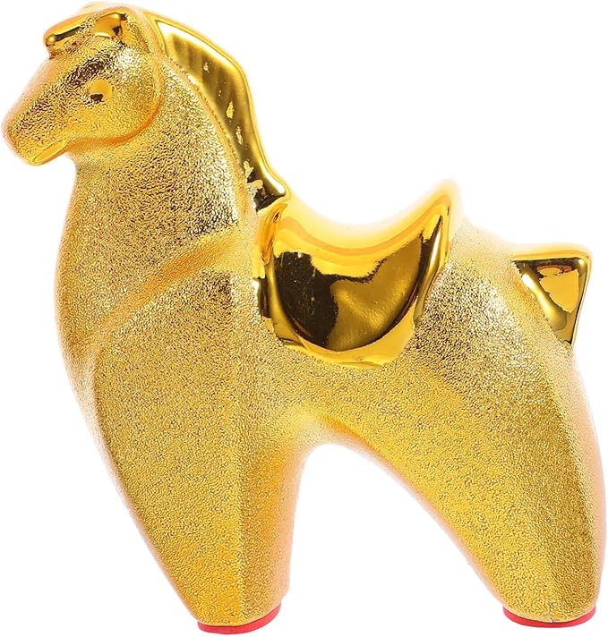 BESPORTBLE Year of Horse Ceramic Sculpture with Stable Base Decorative Animal Figurine for Home Office Desk Intricate Handmade Horse Statue for Prosperity and Refined Home Decor