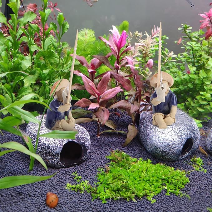DOITOOL 2 Pcs Fisherman Figurines Bonsai Figurines Mini Fisherman Statue Asian Zen Decoration Vintage Ornament for Fish Tank Micro Landscape Fairy Garden Accessories