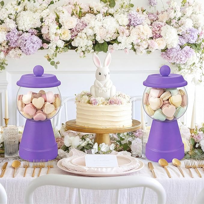 Thyle 27 oz Plastic Candy Jar with Lid Ceramic Candy Jar Food Storage Container for Easter Wedding Party Centerpieces DIY Gifts Game Table Ornament Holder Treats(Purple)