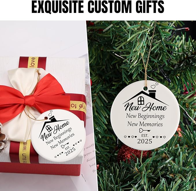 House Warming Gifts New Home, New Home Ceramic Hanging Ornament 2025 for Couples, First House Gift Ideas for Owners, Housewarming Christmas Keepsake Moving in Gift Hanging Plaque