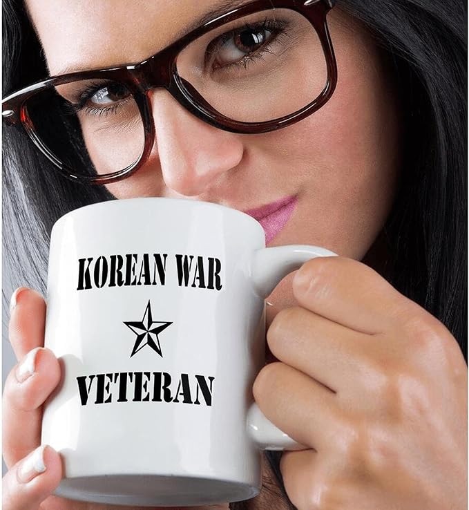 3dRose mug_110014_2 Korean War Veteran, Black and White Ceramic Mug, 15-Ounce