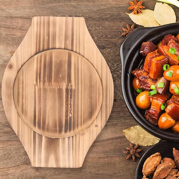 2pcs Korean Stone Bowl Trivet Wooden Trivets for Hot Dishes Hot Pot Base Wood Serving Tray Casserole Ceramic Pot Mat Cup Coasters for Home Restaurant Cooking Soup & Food (Inner Circle: 12.5cm)