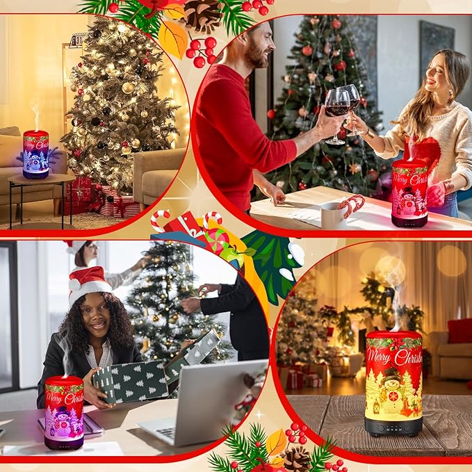Snowman Diffuser Christmas Essential Oil Diffuser Gifts 120ml Holiday Present for Essential Oil Small Aromatherapy Humidifier Warmer for Home Office Decorations