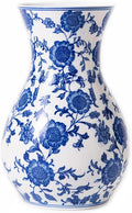 Blue and White Vase, Blue Sunflower Pattern Vase, Chinoiserie Vase, Blue and White Ginger Jar Vase for Home Decor,Flower Vase, Blue and White Porcelain Décor,11" H