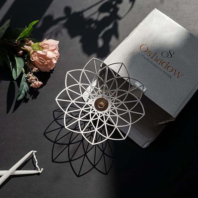 Oshadow Lotus Candle Holder - Candle Holder for Cute Decor - Decorative Candle Sticks Holder Decor - Flower Shaped Candleholder for Taper Candles,Coffee Table & Candles Home Decor - Boho Decor