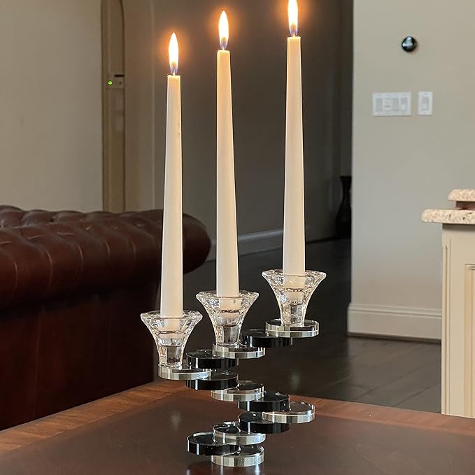 Allgala 3-Cup Artistic Design Bonsai Style Candlestick Crystal Candle Holder-Black-HD89132