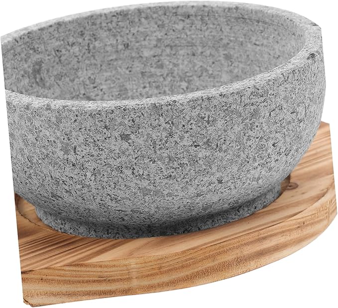 Alipis 1set Korean Stone Pot Bowl Stone Serving Bowl Natural Korean Cooking Soup Pot Heat Transfer Reusable Cuisine