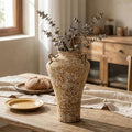 Ceramic Rustic Farmhouse Vase,Extra Large Terra Cotta Vase, Huge Pottery Decorative Flower Vases for Living Room Entryway Table Centerpiece Decor(12.5'' X 7.8'' x 7.8'') (Castle)