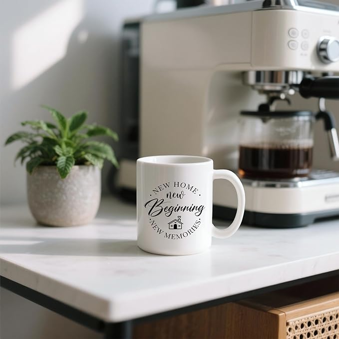 New Home Beginnings Memories Mug, House Warming Gifts New Home Ceramic Coffee Cup, Housewarming Gifts for Women Men, Homeowner Hostess Gift Coffee Tea Mugs 11 oz