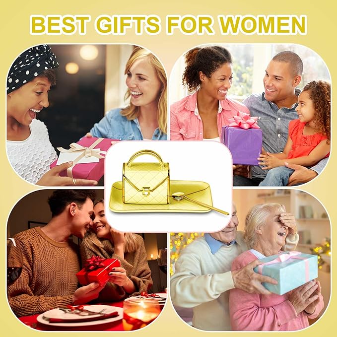 Zubebe 1 Set Coffee Mug Elegant Handbag Shaped Cup Mother's Day Modern Ceramic Purse Mug with Spoon and Saucer, 10oz Cute Creative Tea Cup for Woman Girls Gift (Light Yellow)