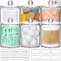 AOZITA 6 Pack Acrylic Qtip Holder Dispenser for Cotton,Swab, Ball, Round Pads, Floss Picks - Clear Plastic Apothecary Jar Set, Bathroom Canister Storage Organization, Vanity Makeup Organizer