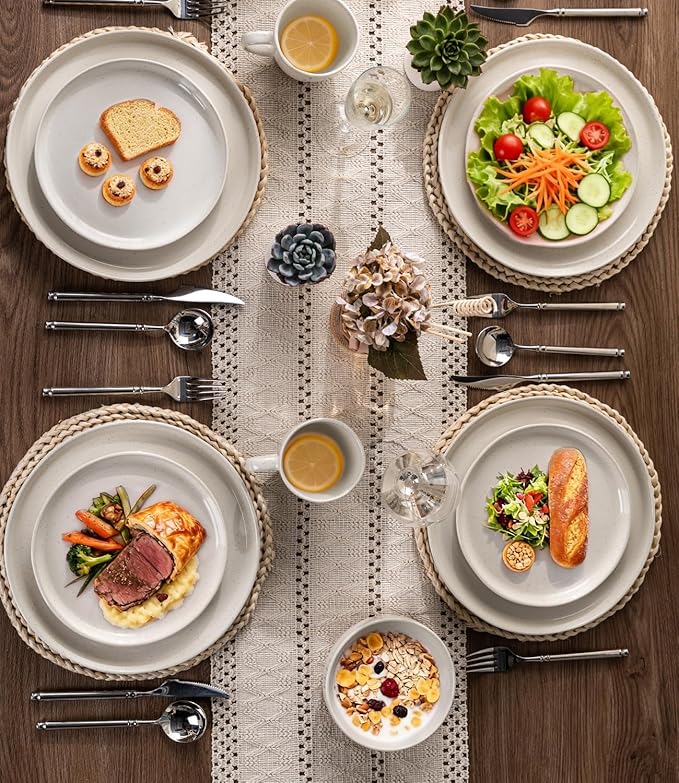 AmorArc Ceramic Appetizer Plates Set of 6, 8.25 Inch Handmade Stoneware Plates set for Dessert, Salad, Appetizer, Dinner, Microwave & Dishwasher Safe, Scratch Resistant