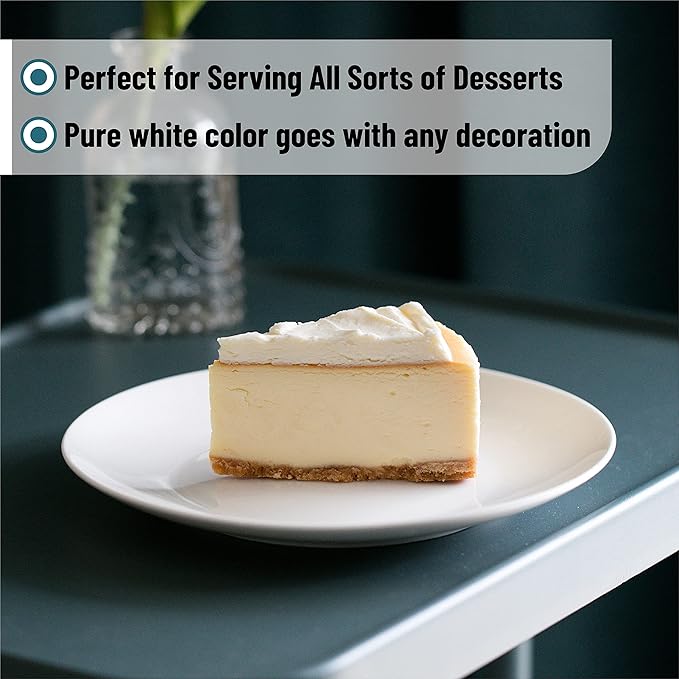 BTaT- White Dessert Plates, 8 inch, Set of 12, Small Plates for Appetizers