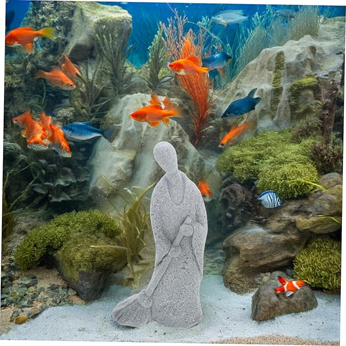 POPETPOP Zen Buddha Monk Figurine for Home Decor Miniature Asian Style Garden Statue for Bonsai and Micro Landscape Decoration 4-inch Ceramic Sculpture