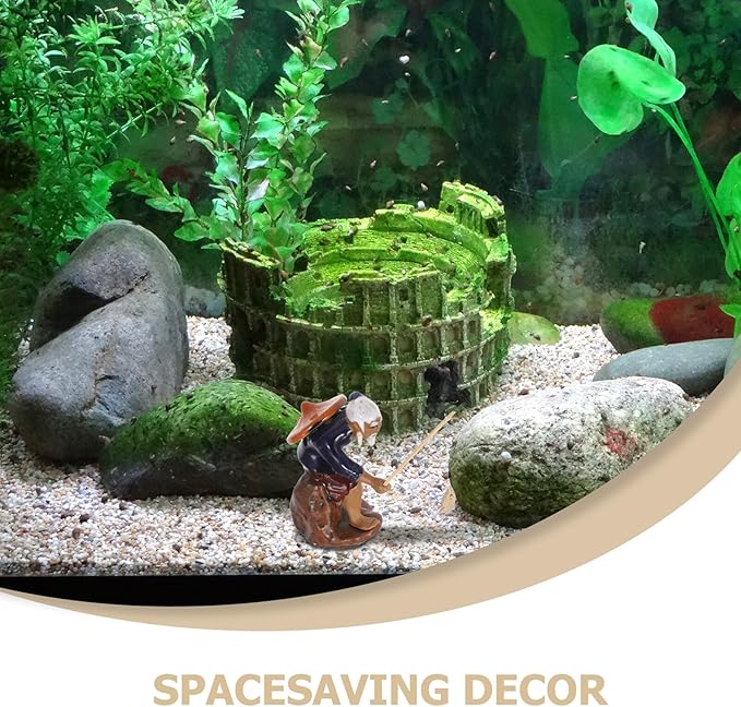 Operitacx 2pcs Miniature Fisherman Figurines Ceramic Asian Zen Garden Decoration for Aquarium and Bonsai Fish Tank Micro Landscape Outdoor Patio Sculptures