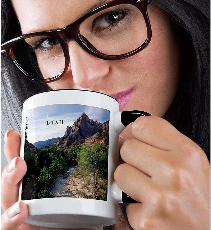 3dRose Utahs Zion National Park 11oz Two-Tone Black Mug