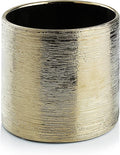 WGVI Gold Etched Ceramic Cylinder Vase Width 5.5" Height 5", Flower Arrangements, Candle Holder, Terrarium Planter Pot, Storage Container Organizer, Pen Brush Holder, Scratched Texture Design, 1 Pc