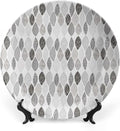 XISUNYA 8 Inch Decorative Plate, Doodle Porcelain Plate, Woodland Forest Pattern Abstract Leaves Sketch Print Ornament Display Plate Decor Accessory for Dining, Parties, Wedding