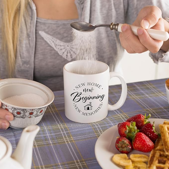 New Home Beginnings Memories Mug, House Warming Gifts New Home Ceramic Coffee Cup, Housewarming Gifts for Women Men, Homeowner Hostess Gift Coffee Tea Mugs 11 oz