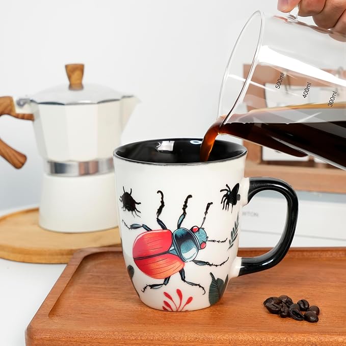 16 oz Beetle Mug - Color Changing Ceramic Coffee Cup for Insect Lovers - Novelty Bug Themed Gift for Men and Women