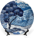 Blue And White Indigo Chinoiserie Fashion Plates for Display Housewarming Gifts Wedding Supplies Wall Office Holiday Party Decorations Personalized Gifts for Men Women Birthday, 6", 7", 9", 10"
