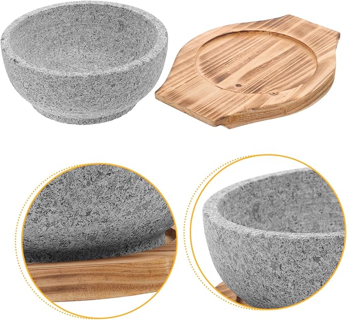 Alipis 1set Korean Stone Pot Bowl Stone Serving Bowl Natural Korean Cooking Soup Pot Heat Transfer Reusable Cuisine