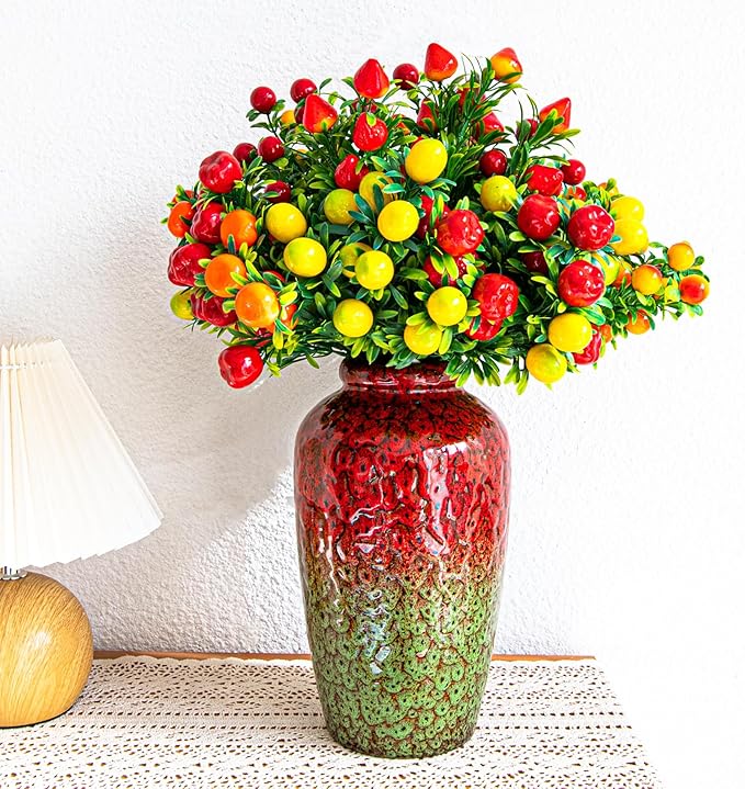 Unique Ceramic Flower Vase, Modern Home Decor for Living Room, Tables, Shelves & Enterways,11Inch Tall Red Green Vase Gift for Housewarming, Wedding, Birthday