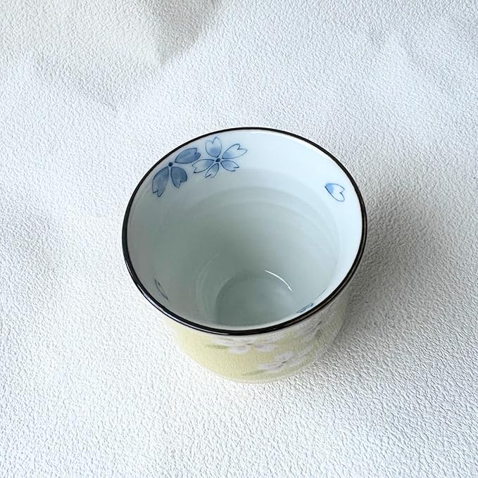 Yunomi Mino ware Japanese green tea cup, Cherry blossom Japan,6.76oz