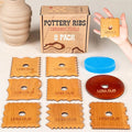 Kiln-Dried Cherry Wood Pottery Ribs & Pottery Tools For Wheel Throwing | 8 Pack - Professional Non-Warping Ceramic Set for Trimming, Sculpting, Shaping - Clay Tools & Modeling Kit with Bonus Sponge