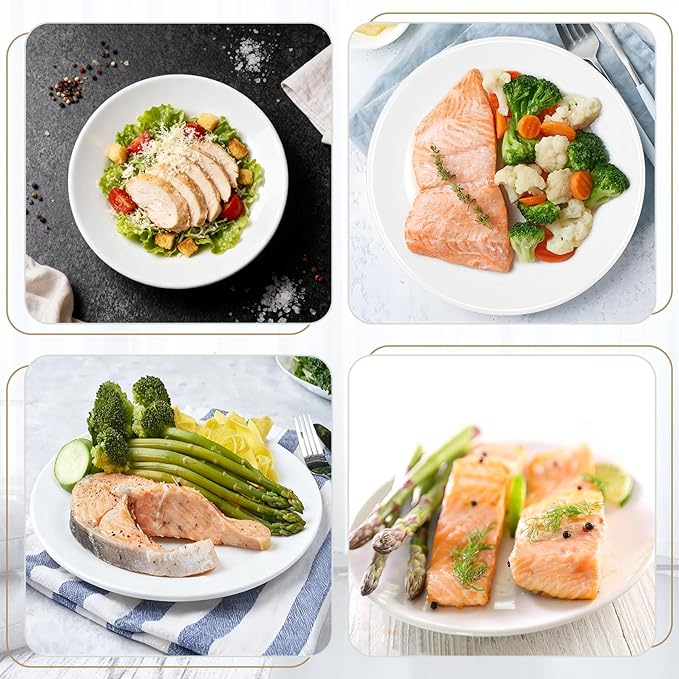 Ceramic Dinner Plates Set of 8, 7 inch White Salad Plates, Porcelain Dessert Plate,Small Appetizer Plate for Cake Snacks Fruit,Microwave Oven and Dishwasher Safe