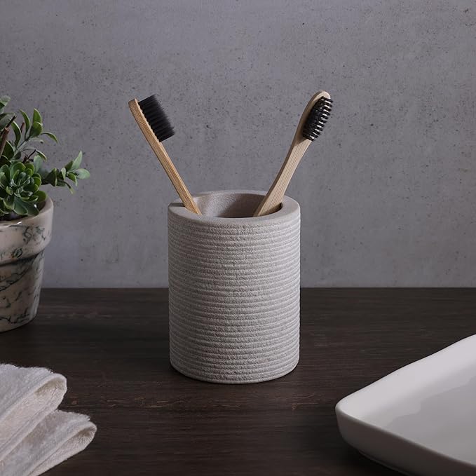 GoCraft Natural Sandstone Bathroom Tumbler – Durable Stone Vanity Cup for Toothbrush, Toothpaste, Makeup Brushes, Pens & Accessories | Stylish Countertop Organizer Holder