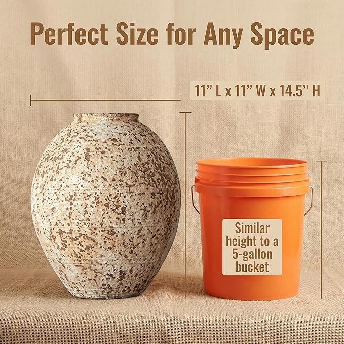 Ceramic Rustic Farmhouse Vase,Extra Large Terra Cotta Vase, Huge Pottery Decorative Flower Vases for Living Room Entryway Table Centerpiece Decor(14.5'' X 11'' x 11'')