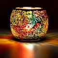 Scented Candle Holder Mosaic Glass Tea Light Holder,Handmade Romantic Glass Tealight Candle Holder for Aromatherapy,Party Décor(NO Candles),Also Used as Vase,Pen Holder,Potted Plants Bowl (Rainbow)