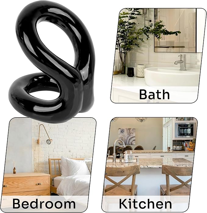 Toothbrush Holder, Knot-Shaped Minimalist Toothbrush Storage, Ceramic Stylish Toothbrush Organizer, Decorative Stand for Bathroom Sink and Countertop (Black)