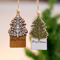 NGHYANA Merry Christmas 3D Wooden Tree Ornaments Set for Holiday Decor 4 Inch Rustic Hanging Decorations