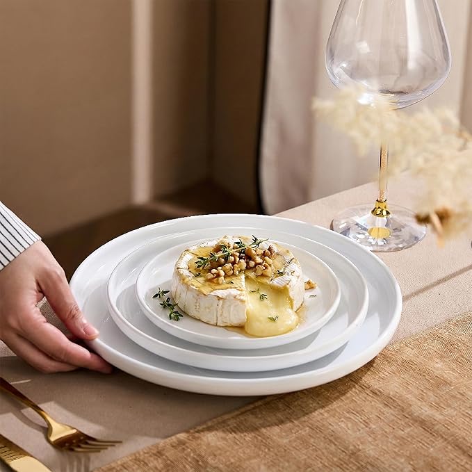 Ceramic Appetizer Plates Set of 6,White Dessert Plates 8 Inch,Small Dinner Plates,Modern Round Salad Plates,Porcelain Serving Dishes for Pasta,Snack,Bread,Dessert,Sushi Microwave & Dishwasher Safe