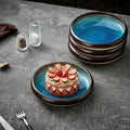 Ceramic Dessert Plates Set of 4, 6 Inch Small Appetizer Plates Set, Stoneware Mini Plate Set for 4, Handmade Round Dishes for Home Decor, Microwave,Oven,and Dishwasher Safe, Blue
