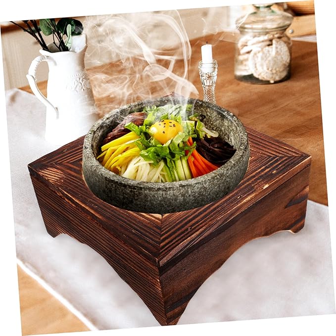 Wooden Pot Holder for Korean Bibimbap and Casseroles Heat-resistant Non-slip Design Elegant Wood Stand with Inner Diameter for Kitchen Use