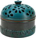 Peacock Blue Garlic Keeper for Counter Small, Ceramic Storage Jar & Garlic Holder for Friends Who Like Cooking, Garlic Container Saver for Kitchen, Keep Your Garlic Cloves Fresh Longer, 3-Inch