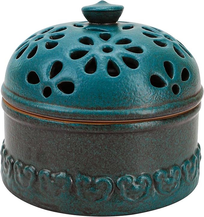 Peacock Blue Garlic Keeper for Counter Small, Ceramic Storage Jar & Garlic Holder for Friends Who Like Cooking, Garlic Container Saver for Kitchen, Keep Your Garlic Cloves Fresh Longer, 3-Inch
