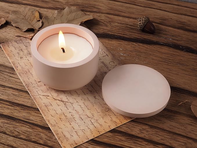 2 Pack Round Square Storage Jar Mold with Lids for Home Decor, Candle Holder Molds, Flower Pot Vase Concrete, DIY Plaster Cast Cement Rings Jewelry Storage Box Mold