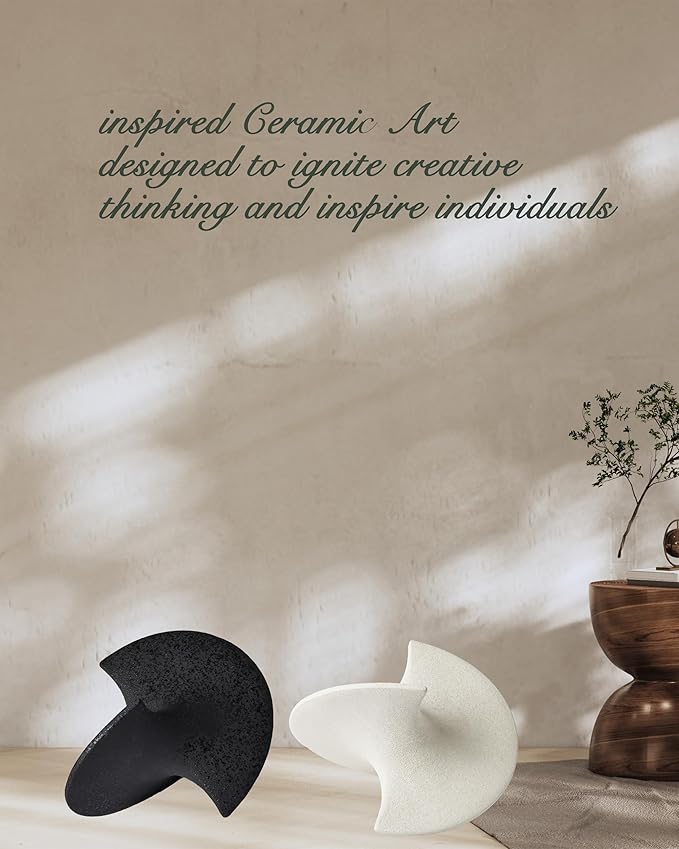UPWOIGH White Ceramic Inspired Decor, 5.12x7.28x5.12 in Handmade Premium Personalized Ceramic Balancing Sculpture for Living Room,Table Décor,1Pack