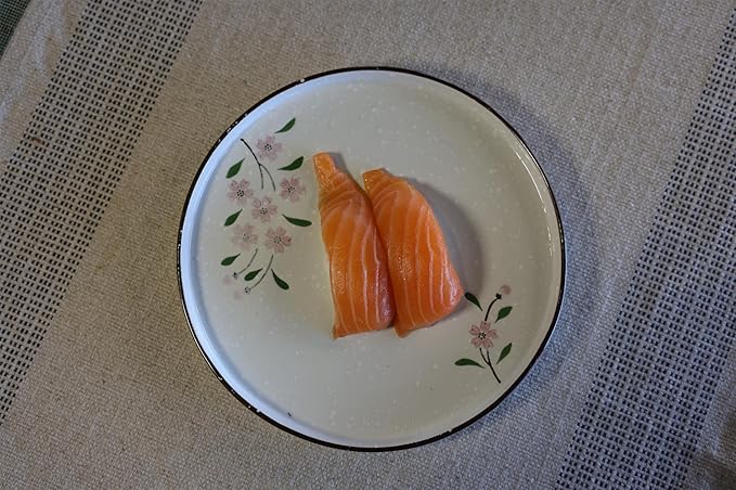 Pink Sakura Ceramic Appetizer Plates, 8-Inch Round Serving Plates for Snacks, Side Dishes (4)