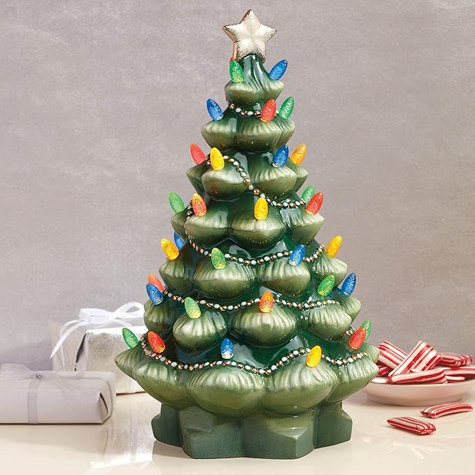 Lenox 890573 Treasured Traditions Green Light-Up Tree Figurine, Christmas & Holiday Decor