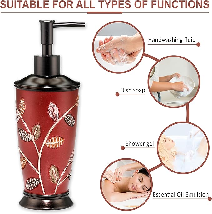 Zahari Home Aubury Stylish Soap Dispenser Set - Modern Print Design for Kitchen and Bathroom - Lotion Pump, Dish Soap, Hand Sanitizer, Hand Soap - Cute and Practical