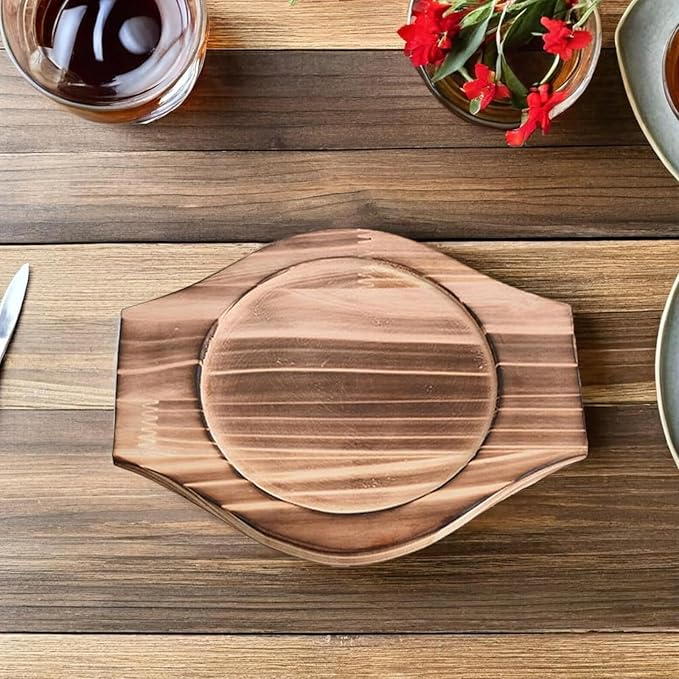 2pcs Korean Stone Bowl Trivet Wooden Trivets for Hot Dishes Hot Pot Base Wood Serving Tray Casserole Ceramic Pot Mat Cup Coasters for Home Restaurant Cooking Soup & Food (Inner Circle: 13.5cm)